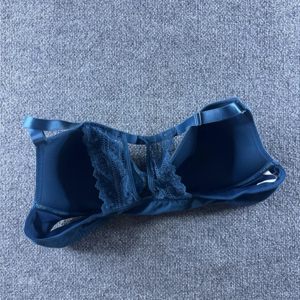 Cacique T-Shirt Bra Womens 46C Blue Lightly Lined Lace Racerback Front Closure